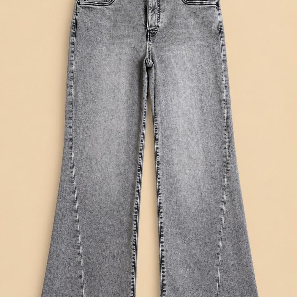 KUT From The Kloth Meg Fab Ab High Rise Wide Leg Jeans Gray Acid Wash Size 6